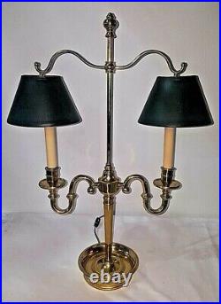 Vintage Bouillotte Brass Table Lamp With Double Shades