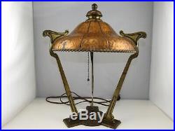 Vintage Bradley & Hubbard B&H art nouveau table lamp unusual copper & brass