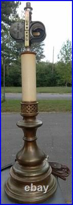 Vintage Brass 2-Light Table Lamp With White Metal Shade 18 Inch 4.5 Shade