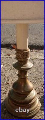 Vintage Brass 2-Light Table Lamp With White Metal Shade 18 Inch 4.5 Shade