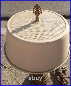 Vintage Brass 2-Light Table Lamp With White Metal Shade 18 Inch 4.5 Shade