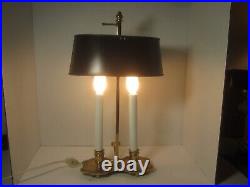 Vintage Brass Bouillette Table Lamp withOriginal Metal Tole Shade EX Condition