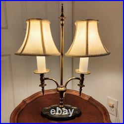 Vintage Brass Bouillotte Table / Desk Lamp 2-Arm Candle Stick Lights 18+ Tall