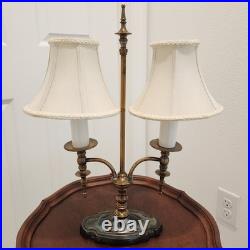 Vintage Brass Bouillotte Table / Desk Lamp 2-Arm Candle Stick Lights 18+ Tall