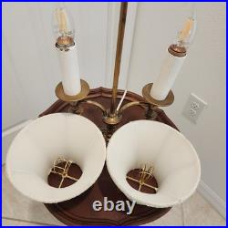 Vintage Brass Bouillotte Table / Desk Lamp 2-Arm Candle Stick Lights 18+ Tall