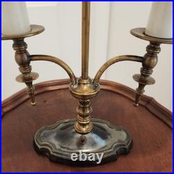 Vintage Brass Bouillotte Table / Desk Lamp 2-Arm Candle Stick Lights 18+ Tall