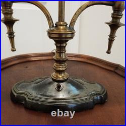 Vintage Brass Bouillotte Table / Desk Lamp 2-Arm Candle Stick Lights 18+ Tall