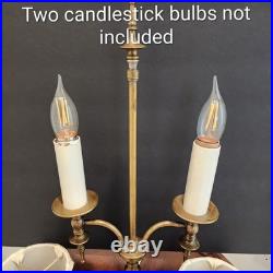 Vintage Brass Bouillotte Table / Desk Lamp 2-Arm Candle Stick Lights 18+ Tall