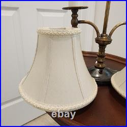 Vintage Brass Bouillotte Table / Desk Lamp 2-Arm Candle Stick Lights 18+ Tall