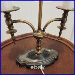 Vintage Brass Bouillotte Table / Desk Lamp 2-Arm Candle Stick Lights 18+ Tall