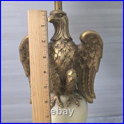Vintage Brass Bronze Bald Eagle Table Lamp Patriotic Americana Federal USA