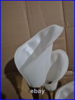 Vintage Brass Calla Lily Lamp 3-Light Flower Hollywood Regency MCM Table Light