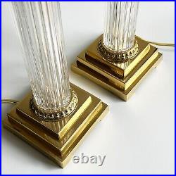 Vintage Brass Crystal Table Lamp Wildwood Corinthian Column Single or Pair Avail