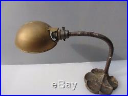 Vintage Brass Desk Lamp Light Table Shell Fan Base Banker Old 1940/50's