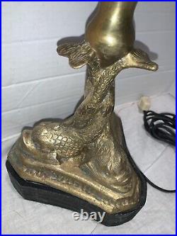 Vintage Brass Dolphin Koi Fish DESK LAMP