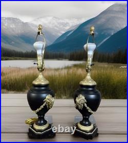 Vintage Brass Eagle Urn Table Lamp Rams Ram Neoclassical Traditional Style 23