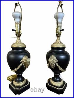 Vintage Brass Eagle Urn Table Lamp Rams Ram Neoclassical Traditional Style 23