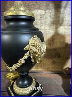 Vintage Brass Eagle Urn Table Lamp Rams Ram Neoclassical Traditional Style 23
