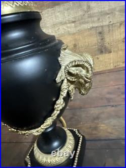 Vintage Brass Eagle Urn Table Lamp Rams Ram Neoclassical Traditional Style 23