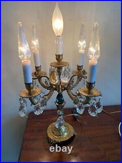 Vintage Brass Electric Candelabra Table Lamp Light, Made in Spain