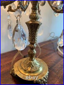 Vintage Brass Electric Candelabra Table Lamp Light, Made in Spain