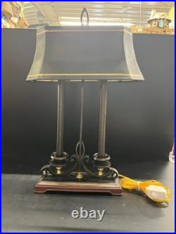 Vintage Brass French Double Empire Style Bouillottee Desk Table lamp