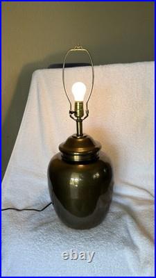 Vintage Brass Ginger Jar Table Lamp Gold Urn Shape Hollywood Regency Large
