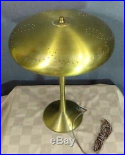 Vintage Brass Mid Century Atomic ERA Saucer Mushroom Table Lamp MCM Space Age