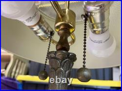 Vintage Brass Palm Tree Bouillotte Tole Table Lamp Works Tested