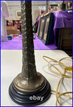 Vintage Brass Palm Tree Bouillotte Tole Table Lamp Works Tested
