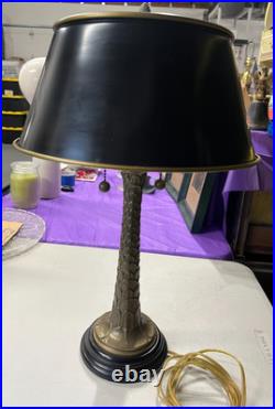Vintage Brass Palm Tree Bouillotte Tole Table Lamp Works Tested