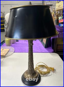 Vintage Brass Palm Tree Bouillotte Tole Table Lamp Works Tested