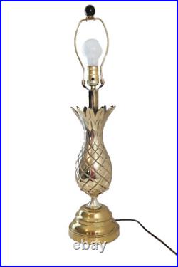 Vintage Brass Pineapple Table Lamp Base Hollywood Regency MCM Mod Gold Heavy