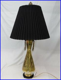 Vintage Brass Table Lamp Ornate Etched Accent