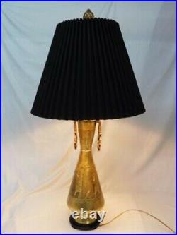 Vintage Brass Table Lamp Ornate Etched Accent