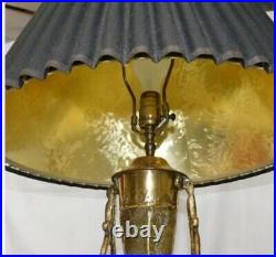 Vintage Brass Table Lamp Ornate Etched Accent