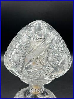 Vintage Brilliant Cut Glass Crystal Mushroom Shade Small Table Lamp, 9 1/2 Tall