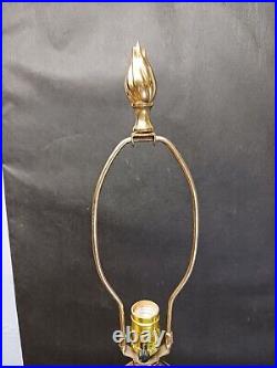 Vintage Brilliant Thick Cut Crystal & Brass Heavy Table Lamp Clear 3 Way Switch