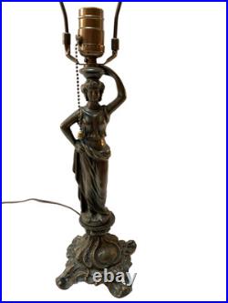 Vintage Bronze Grecian Woman Figural Table Lamp Ornate Bronze Statue 22 Tested