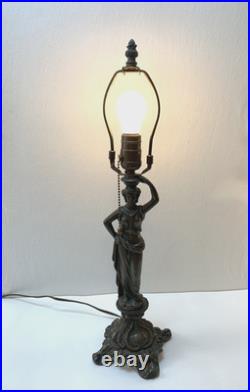 Vintage Bronze Grecian Woman Figural Table Lamp Ornate Bronze Statue 22 Tested
