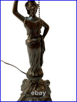 Vintage Bronze Grecian Woman Figural Table Lamp Ornate Bronze Statue 22 Tested