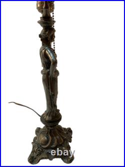 Vintage Bronze Grecian Woman Figural Table Lamp Ornate Bronze Statue 22 Tested