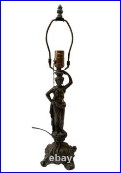 Vintage Bronze Grecian Woman Figural Table Lamp Ornate Bronze Statue 22 Tested