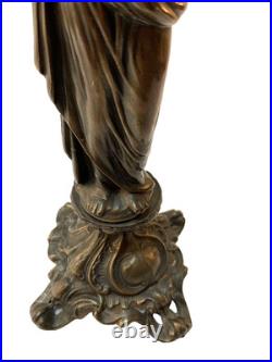 Vintage Bronze Grecian Woman Figural Table Lamp Ornate Bronze Statue 22 Tested