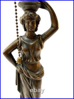 Vintage Bronze Grecian Woman Figural Table Lamp Ornate Bronze Statue 22 Tested