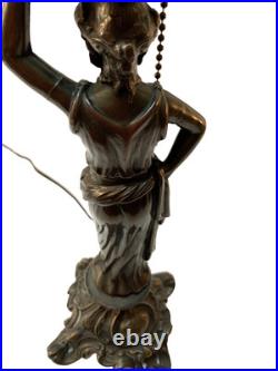 Vintage Bronze Grecian Woman Figural Table Lamp Ornate Bronze Statue 22 Tested