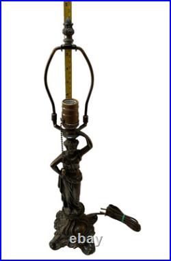 Vintage Bronze Grecian Woman Figural Table Lamp Ornate Bronze Statue 22 Tested