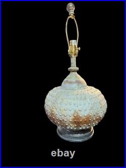 Vintage Brutalist Table Lamp Barrel Texture Blue Green Patina Metal Tested Works Vintage Brutalist Table Lamp Barrel Texture Blue Green Patina Metal Tested Works