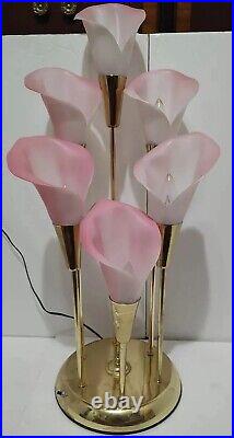 Vintage Calla Lilly Lamp 1980's Brass Hollywood Regency 36tall