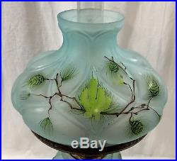 Vintage Cambridge Glass Table Lamp Hand Painted Gone With Wind Style Electric